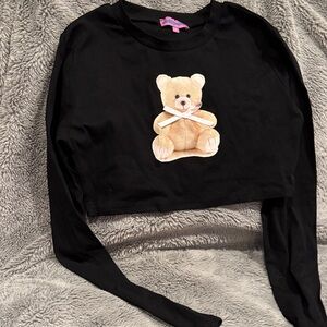 Edikted Black Teddy Bear  Long Sleeve Shirt